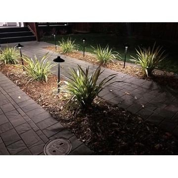ALS1 Aluminum Low Voltage Landscape Accent Path and Area Light with 6.5" Shade and 18" Stem in Black Finish, Ground Spike and Free G4 LED Bulb (6-Pack), 36PL02BKx6