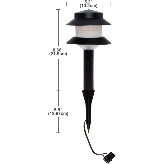 GreenLighting  Low Voltage Landscape Pathway Lights - 2 Tier Outdoor Garden Lights - Easy, Simple Installation - Walkway Lights, Lawn Lights, Landscape Lighting (Black, 4 Pack)