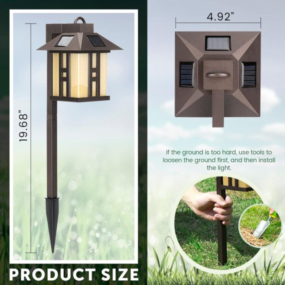 Japanese Decor Lights, Solar Pathway Lights, Solar Lights for Outside/Lawn/Patio/Yard/Pathway/Walkway/Driveway Decoration 4 Pack