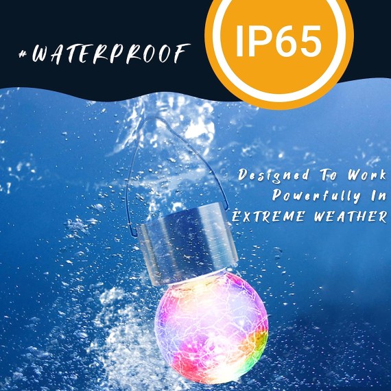 8 Pack Solar Hanging Lights, Christmas Decoration Lights with Multi-Color Changing Cracked Glass Hanging Ball Solar Outdoor Lights Waterproof Solar Lanterns for Garden, Yard, Patio, Lawn