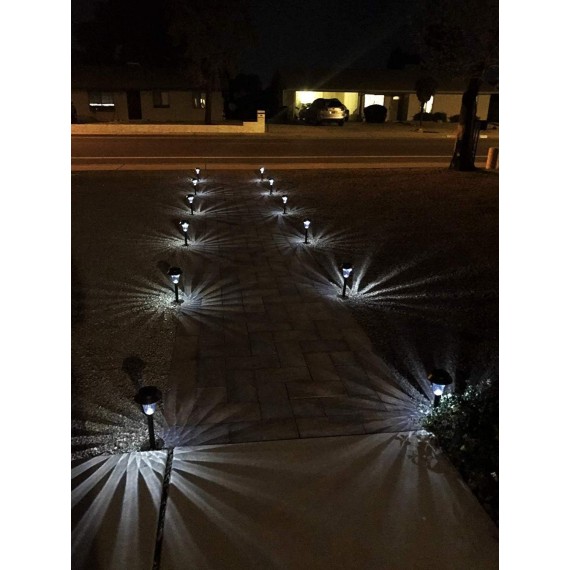 Copper Solar Path Light, Set of 6, with Glass Lens, Metal Ground Stake, and Extra-Bright LED for Lawn, Patio, Yard, Walkway, Driveway