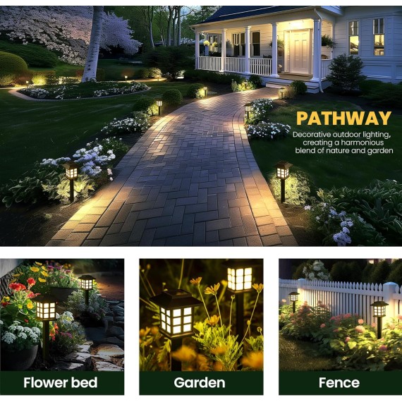Solar Outdoor Lights,12 Pack LED Solar Lights Outdoor Waterproof, Solar Walkway Lights Maintain 10 Hours of Lighting for Your Garden, Landscape, Path, Yard, Patio, Driveway