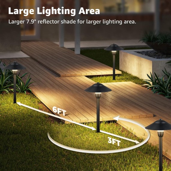Low Voltage Pathway Lights LED Landscape Lights Low Voltage 3W 12-24V 3000K Landscape Lighting Cast-Aluminum Waterproof Landscape Path Lights for Yard Walkway Garden ETL Listed Cord, 4 Pack