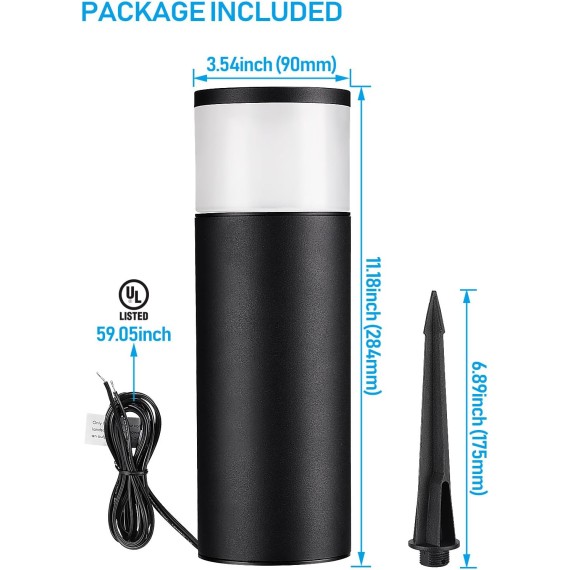 Low Voltage Path Lighting, LED Landscape Bollard Pathway Light, 12V Landscape Lights Outdoor, Aluminum Housing, IP65 Waterproof, 50,000 Hours Lifespan, 3000K Warm White, Pack of 4