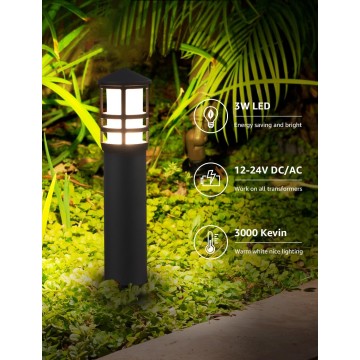 4-Pack Low Voltage Pathway Lights 3W 3000K 12-24V LED Low Voltage Landscape Lights CRI 90+ Aluminum Outdoor Pathway Landscape Lighting Bollard Lights for Walkway Yard Garden, ETL Listed Cord