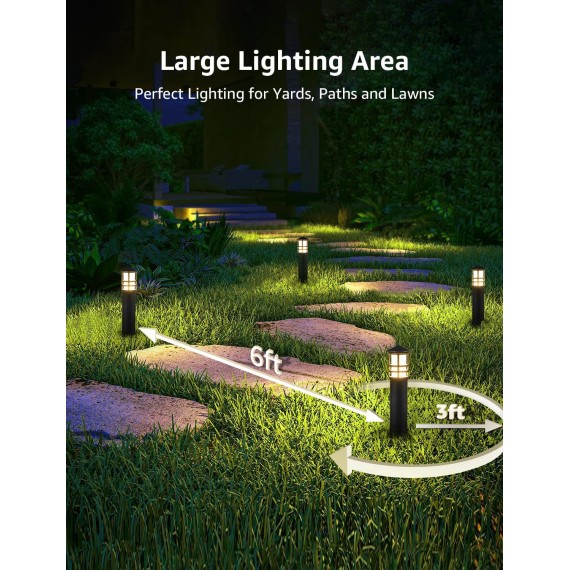 4-Pack Low Voltage Pathway Lights 3W 3000K 12-24V LED Low Voltage Landscape Lights CRI 90+ Aluminum Outdoor Pathway Landscape Lighting Bollard Lights for Walkway Yard Garden, ETL Listed Cord