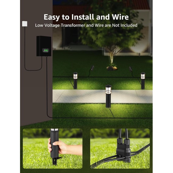 4-Pack Low Voltage Pathway Lights 3W 3000K 12-24V LED Low Voltage Landscape Lights CRI 90+ Aluminum Outdoor Pathway Landscape Lighting Bollard Lights for Walkway Yard Garden, ETL Listed Cord