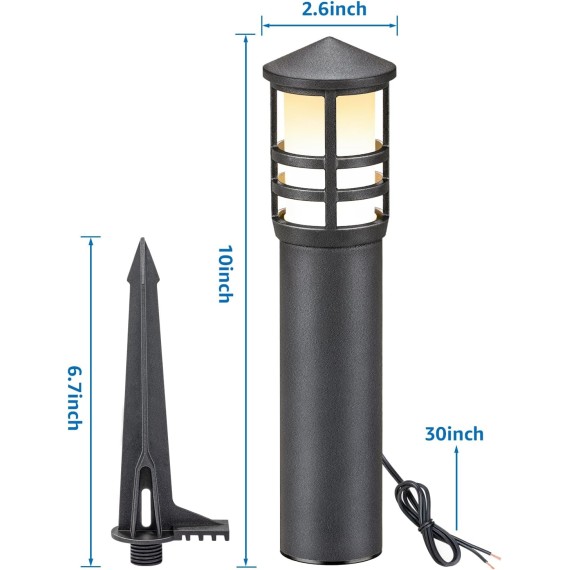 4-Pack Low Voltage Pathway Lights 3W 3000K 12-24V LED Low Voltage Landscape Lights CRI 90+ Aluminum Outdoor Pathway Landscape Lighting Bollard Lights for Walkway Yard Garden, ETL Listed Cord