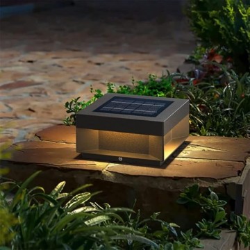Outdoor Column Fence Deck Pillar Lamp Square Solar Modern Post Light Outdoor LED Fence Deck Pillar Lights IP65 Waterproof 3000K Warm Column Cap Lamp for Landscape Yard Garden Pathway Lawn Stigma Lante